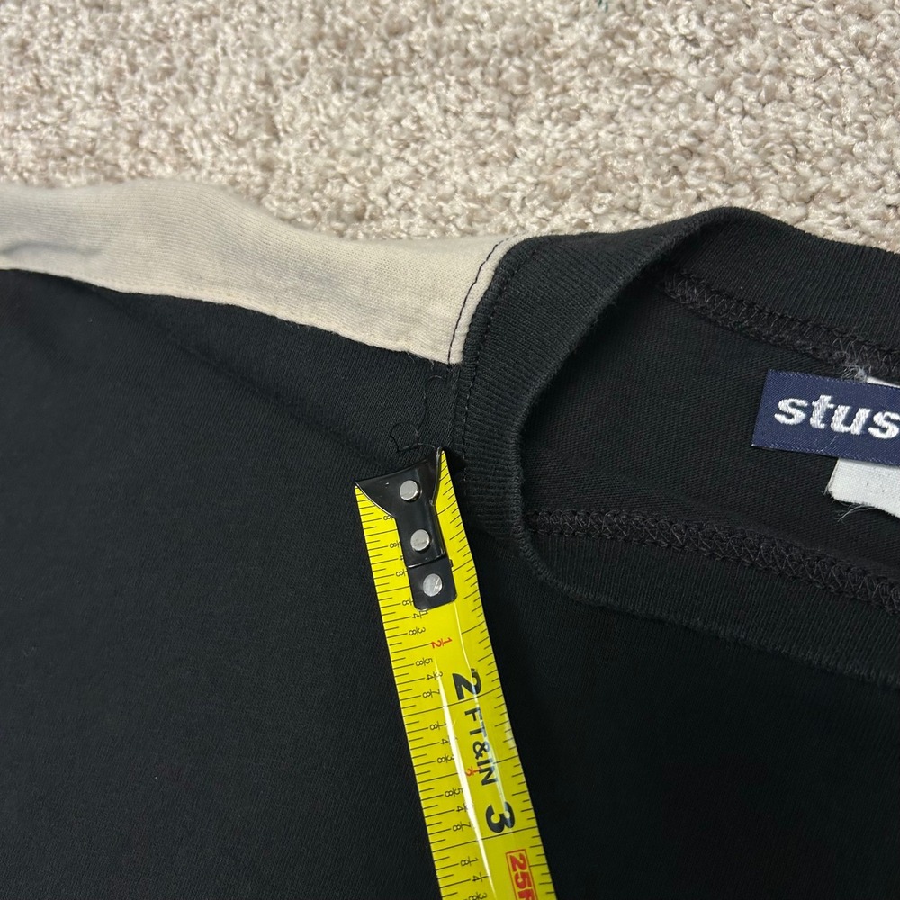 Vintage Stussy Long Sleeve Shirt Men Size Large Made In USA Black Logo Skater - Picture 3 of 9